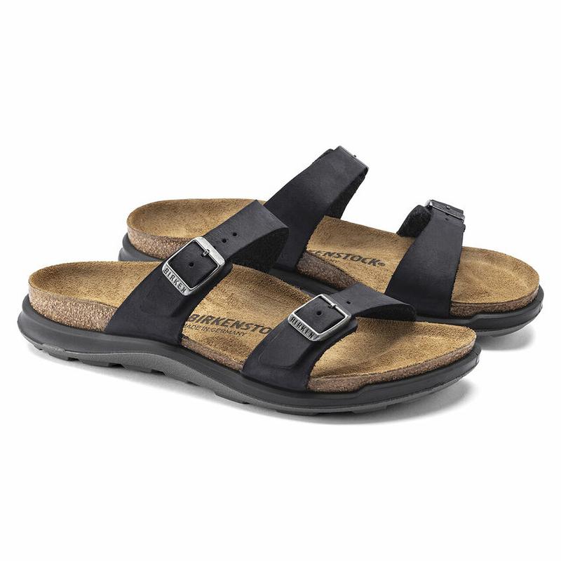 Birkenstock Sierra Oiled Læder Sandaler Dame Sort | DK 358LIS